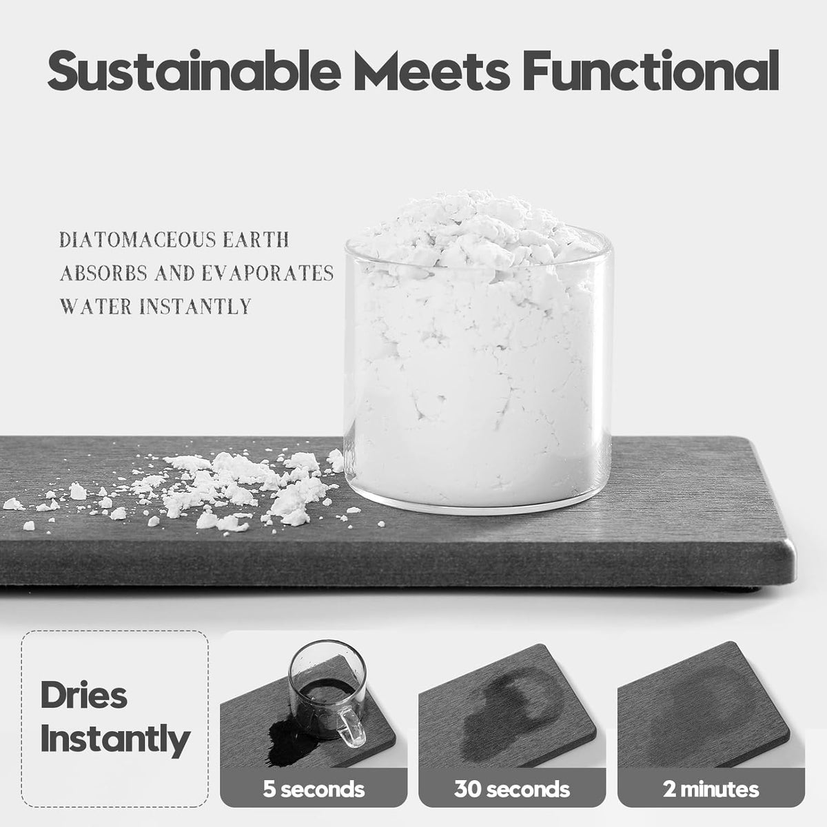 2PCS 7" x 3.5" Water Absorbing Bathroom Sink Vanity Trays, Diatomite Stone Quick Drying Mat for