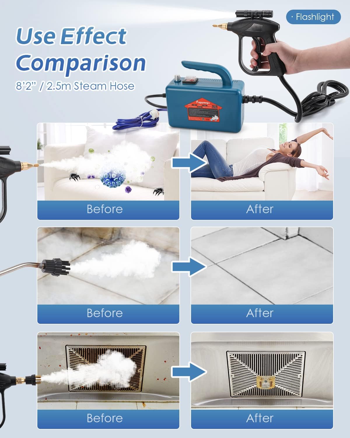 High Pressure Steam Cleaner - 1700W Handheld Steamer for Cleaning Grout Tile, Hand Held Portable