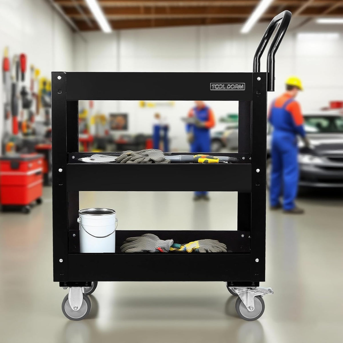 3 Tray 29.3 inch Tool Cart, self Assembly, 300 LBS Capacity Rolling Tool Carts on Wheels, Heavy