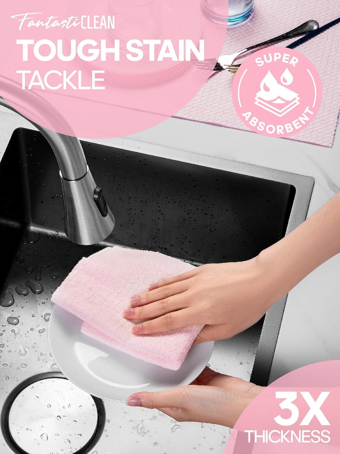 Fantasticlean Large Tear-Away Microfiber Cleaning Cloth Roll - 18'' by 12'', 36 Sheets, Thick Dish