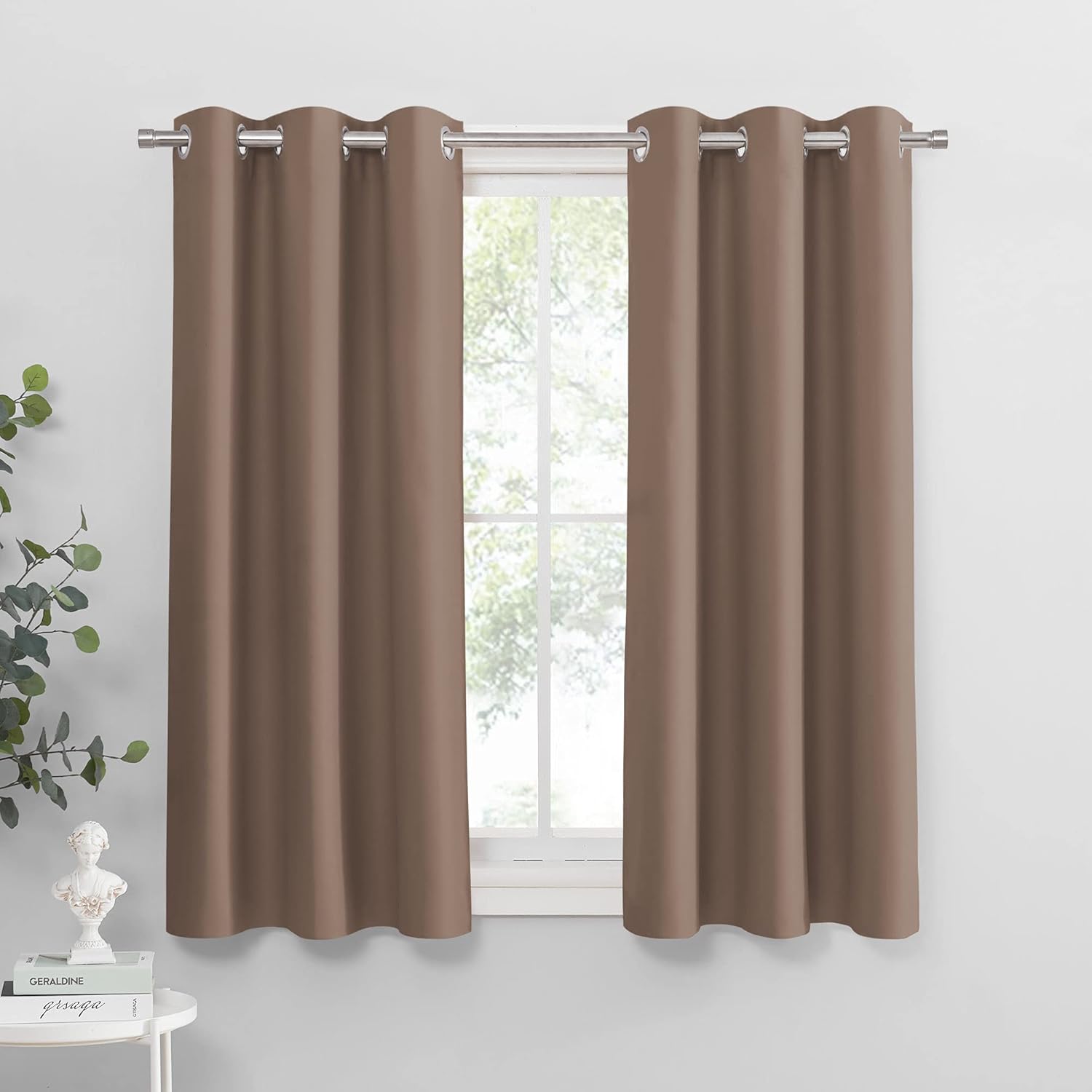 PONY DANCE Basement Window Curtains - Small Window Drapes for Cafe Bedroom Room Darkening Curtain