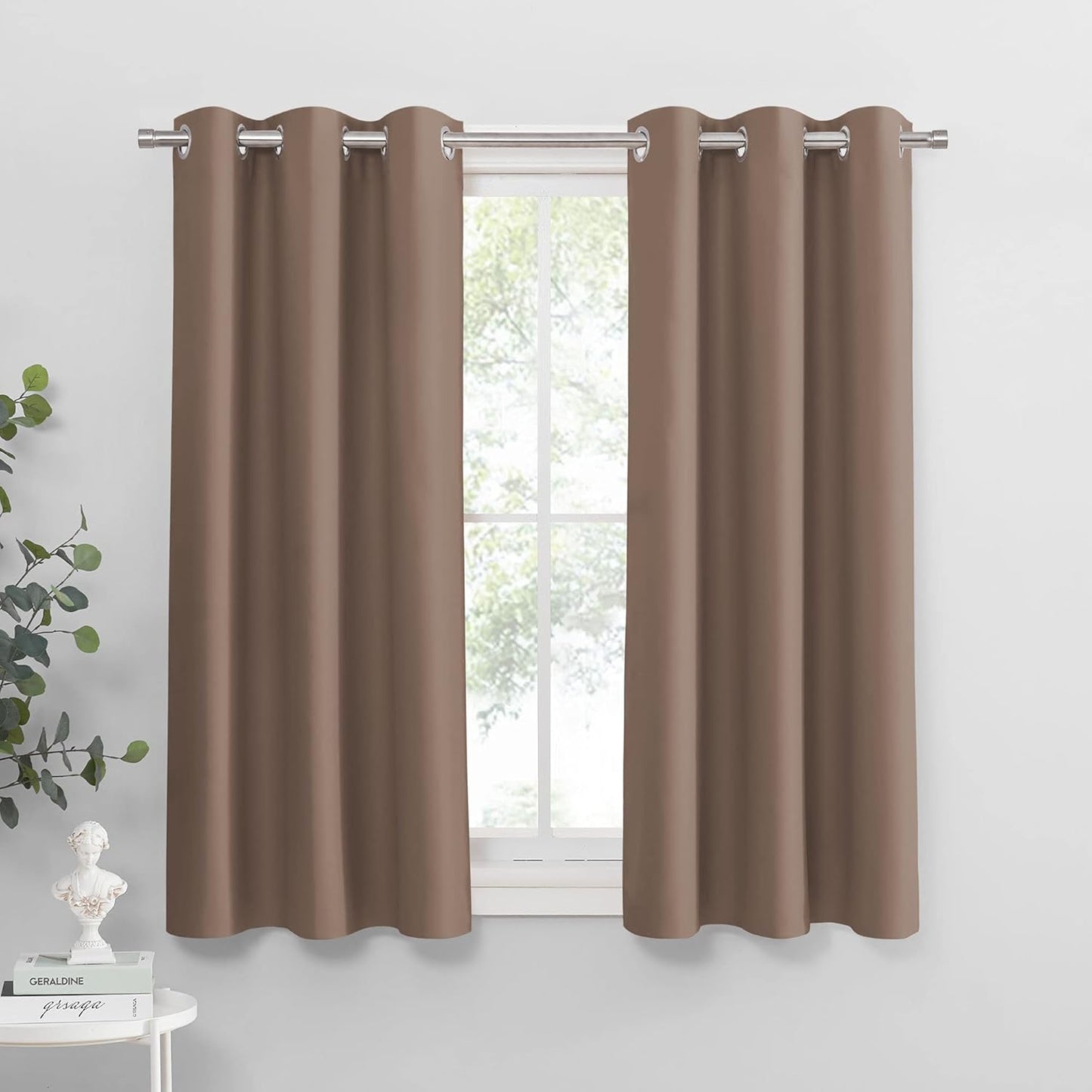 PONY DANCE Blackout Curtains Mocha - Thermal Insulated All Seasons Grommet Top Curtain Drapes