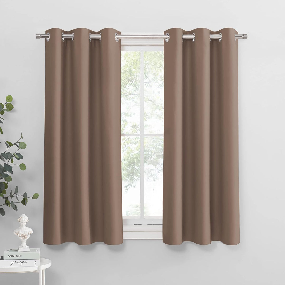 PONY DANCE Blackout Curtains Mocha - Thermal Insulated All Seasons Grommet Top Curtain Drapes