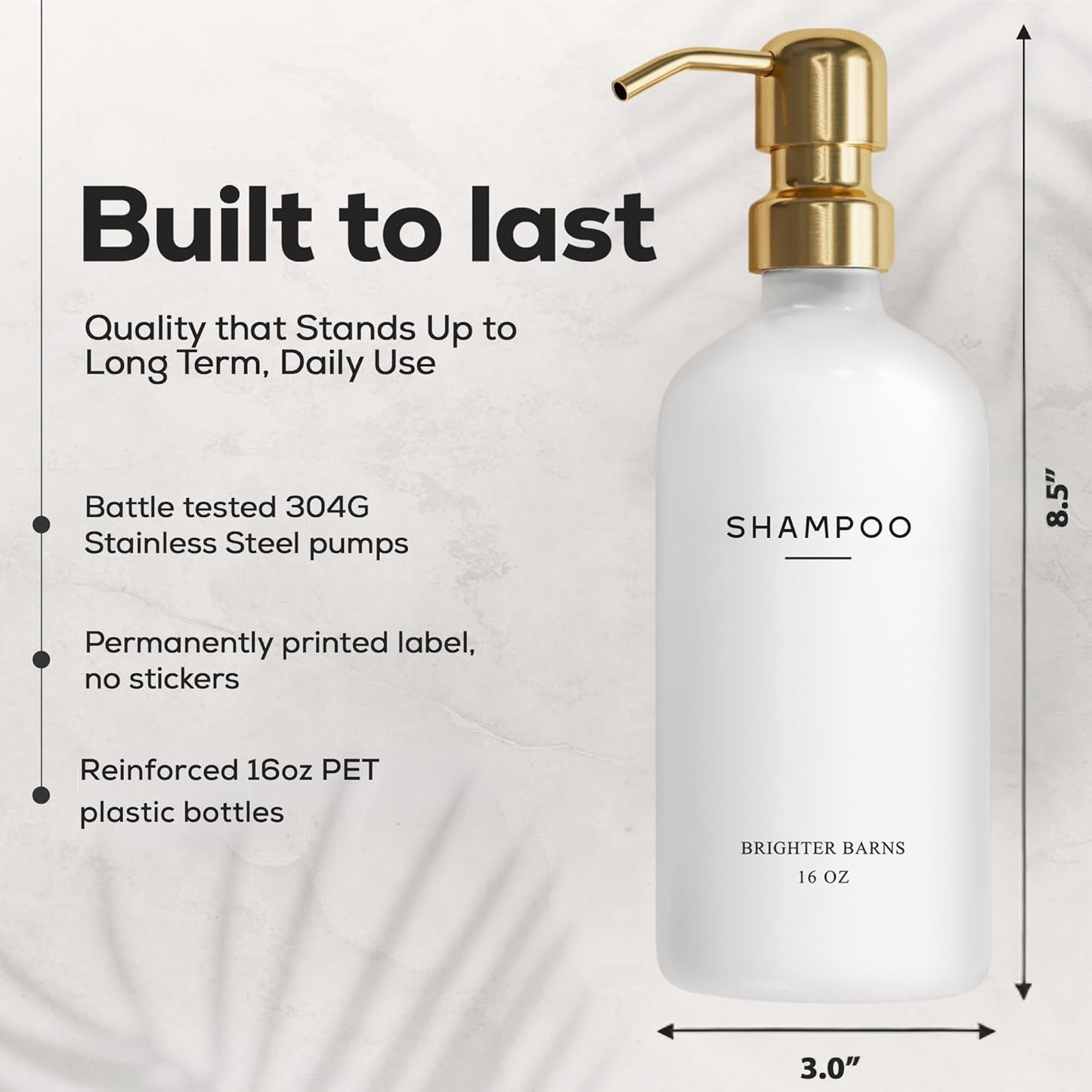 Luxury Shampoo and Conditioner Dispenser Set by Brighter Barns - Shower Soap Dispenser - Shampoo
