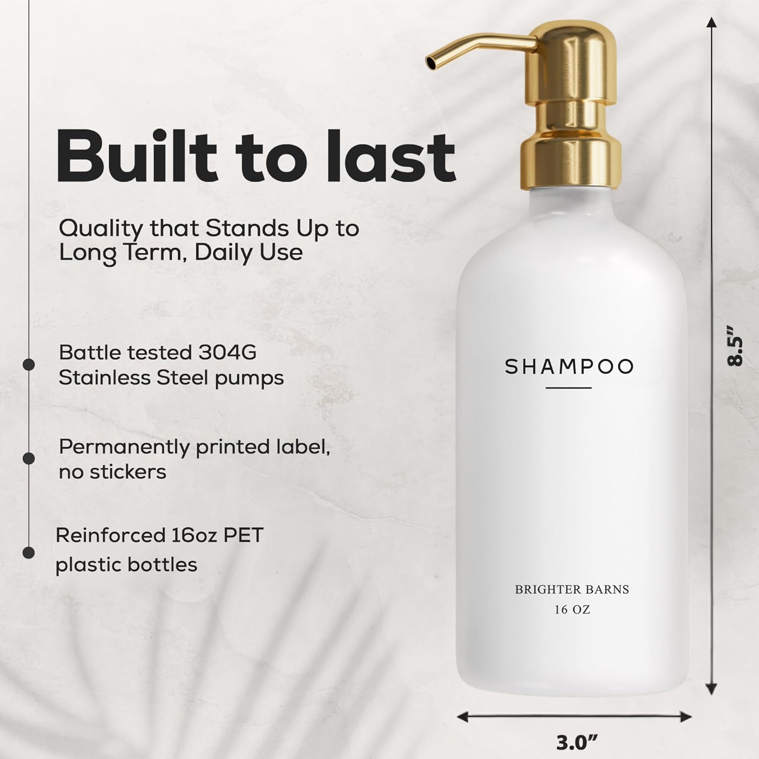 Luxury Shampoo and Conditioner Dispenser Set by Brighter Barns - Shower Soap Dispenser - Shampoo