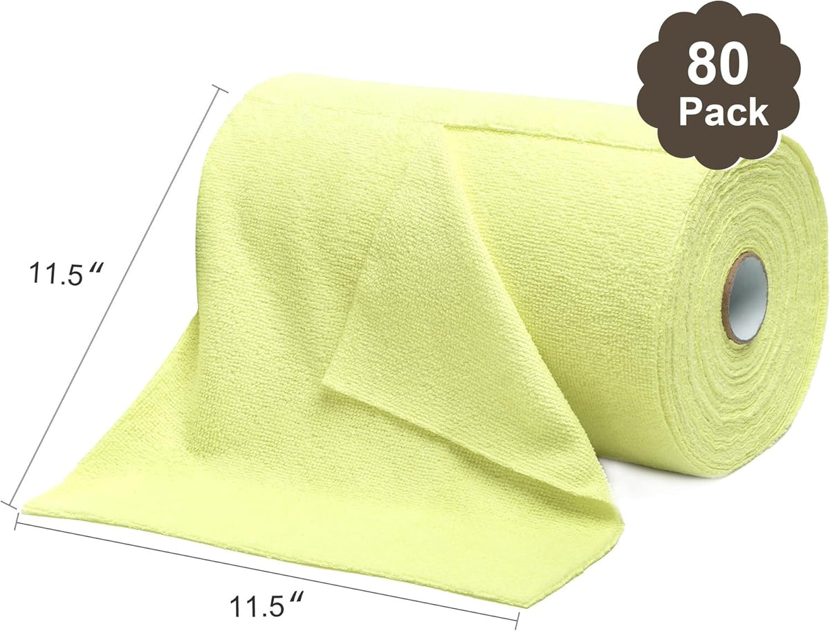LIVOS Microfiber Cleaning Cloth Roll - 80 Pack, Reusable Paper Towels Tear Away Towels, Microfiber