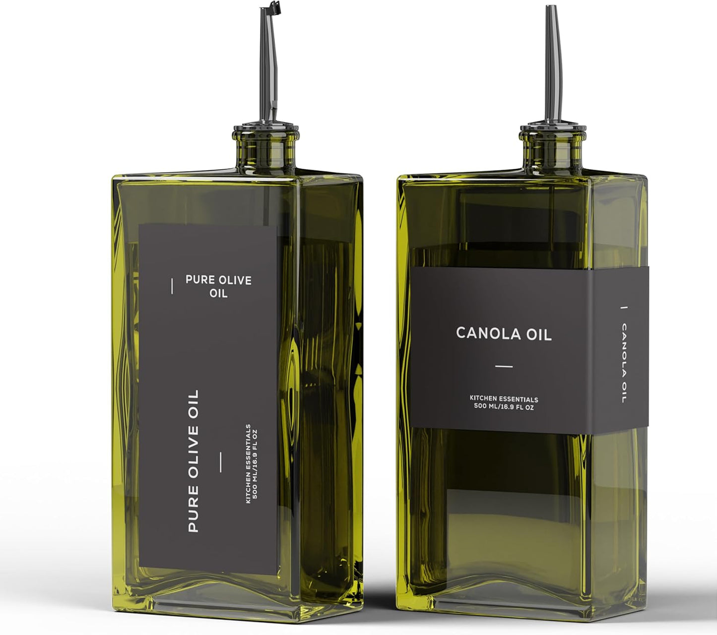 Olive Oil Dispenser for Kitchen, 16.9 oz/ 500 ml Olive Oil Dispenser Bottle, Glass Oil Bottles for
