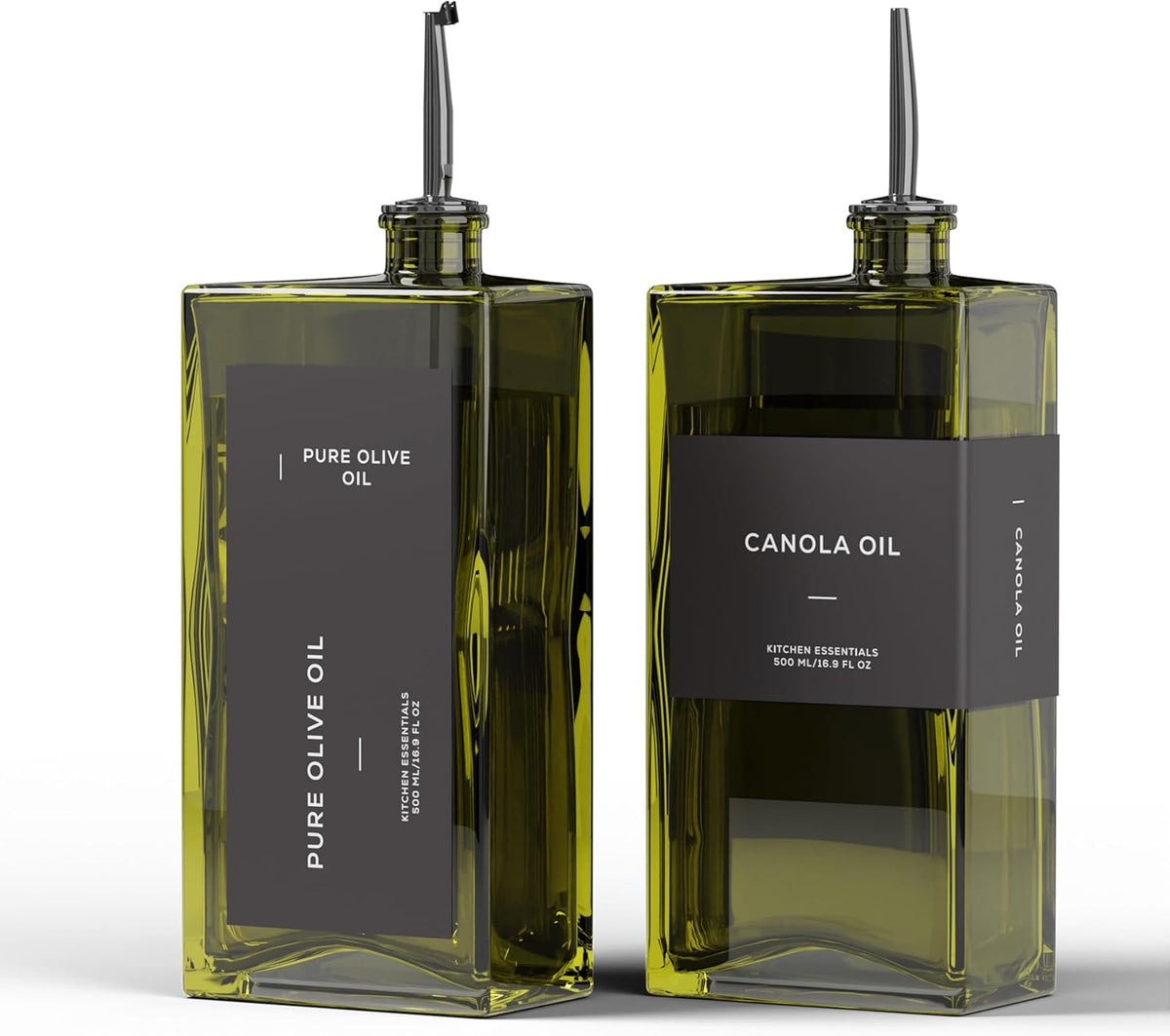 Olive Oil Dispenser for Kitchen, 16.9 oz/ 500 ml Olive Oil Dispenser Bottle, Glass Oil Bottles for