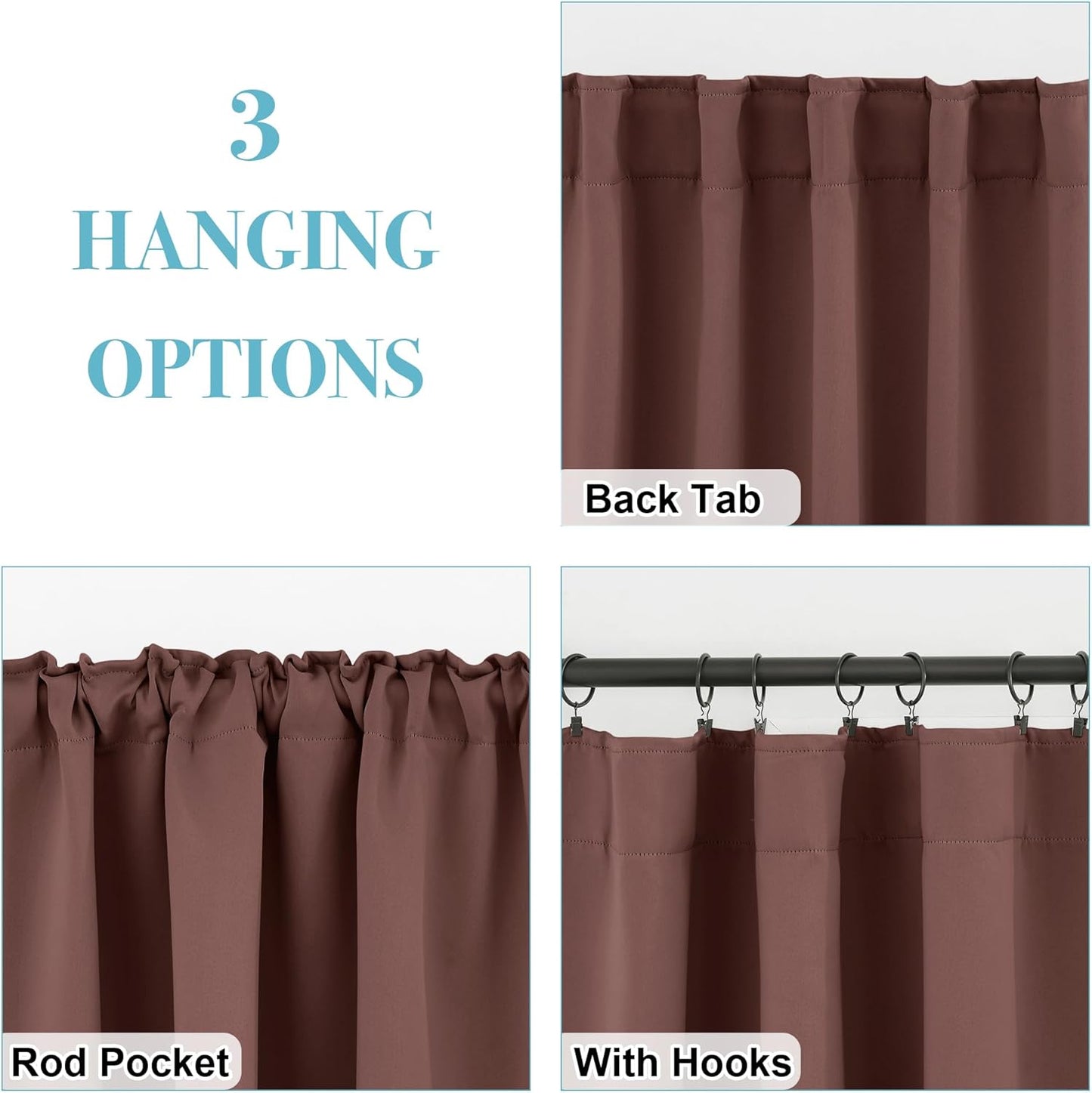RYB HOME Blackout Curtains for Bedroom, Windows Shades Thermal Insulating Privacy Drapes for Living
