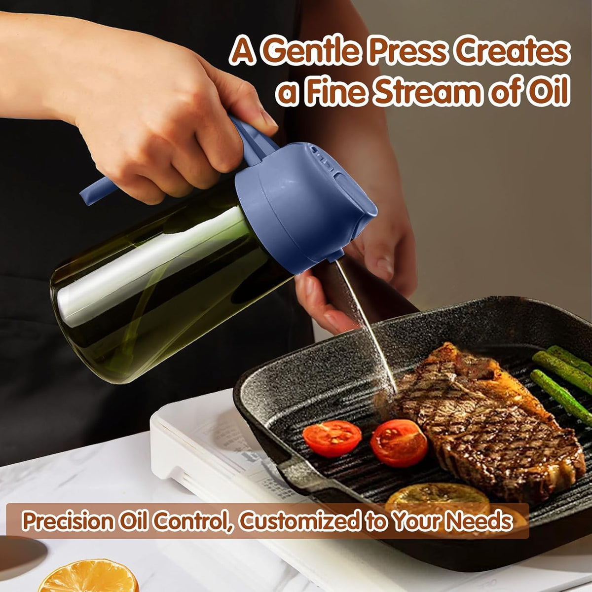 YARRAMATE 2Pcs 16oz/470ml Dark Green Oil Sprayer for Cooking with Stickers, Food-grade Premium 2 in