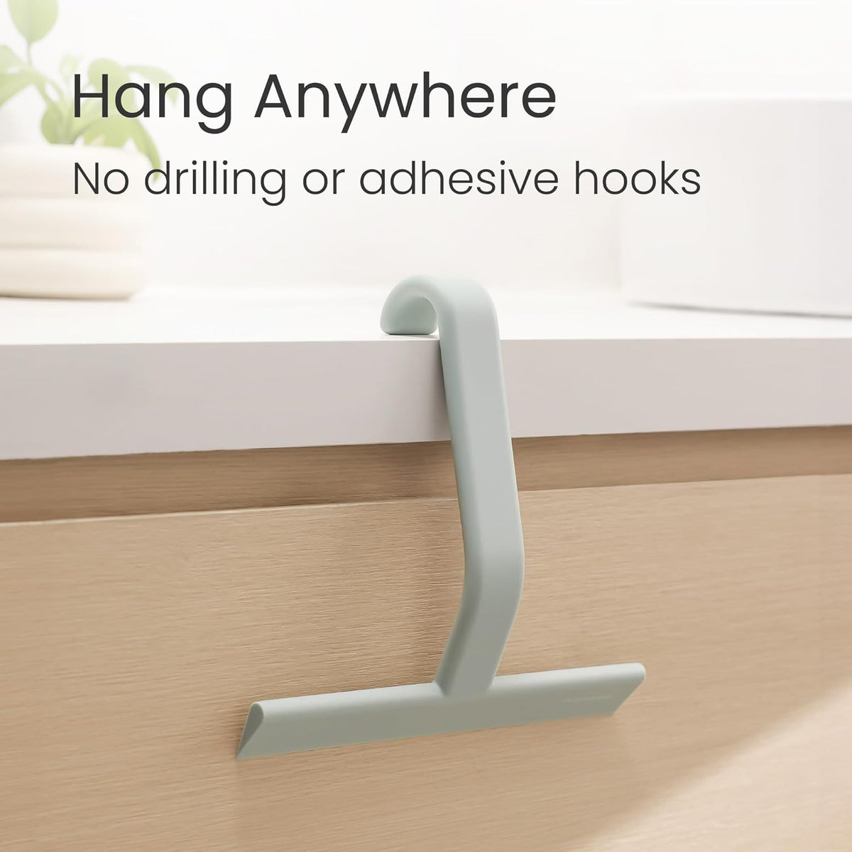 dancemoon JustHang Shower Squeegee for Glass Doors, All-one-Piece Silicone with Built-in Hook