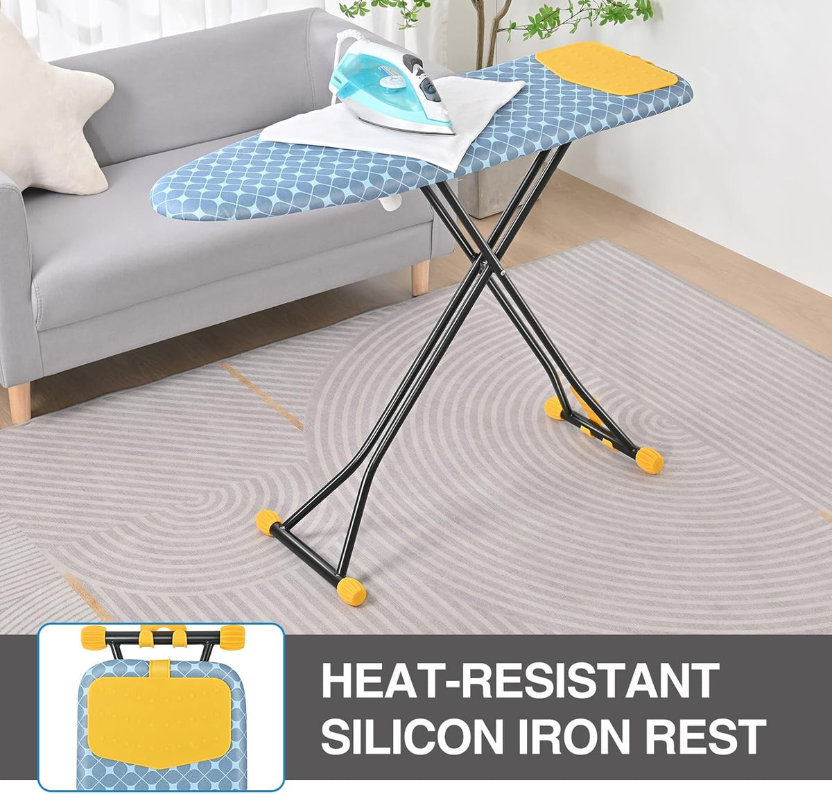 APEXCHASER Ironing Board with Iron Rest, Compact and Space Saver Iron Board, Extra Thick Cover