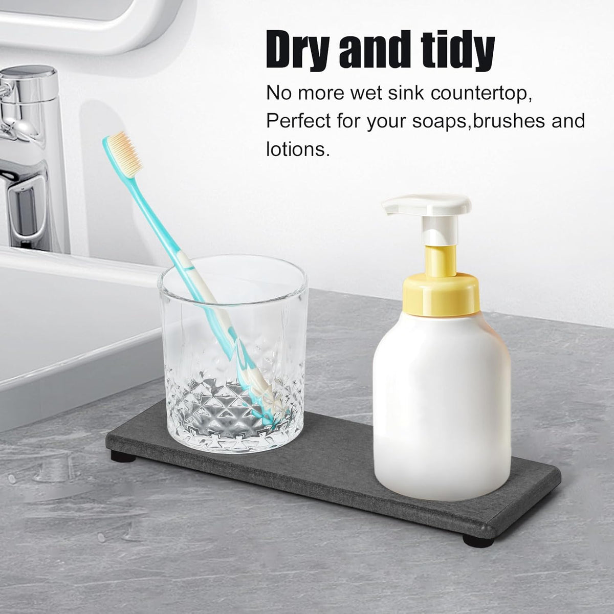 3PCS Stone Drying Tray, Water Absorbing Stone Tray for Sink, Stones Soap Trays, Fast Dry Diatomite