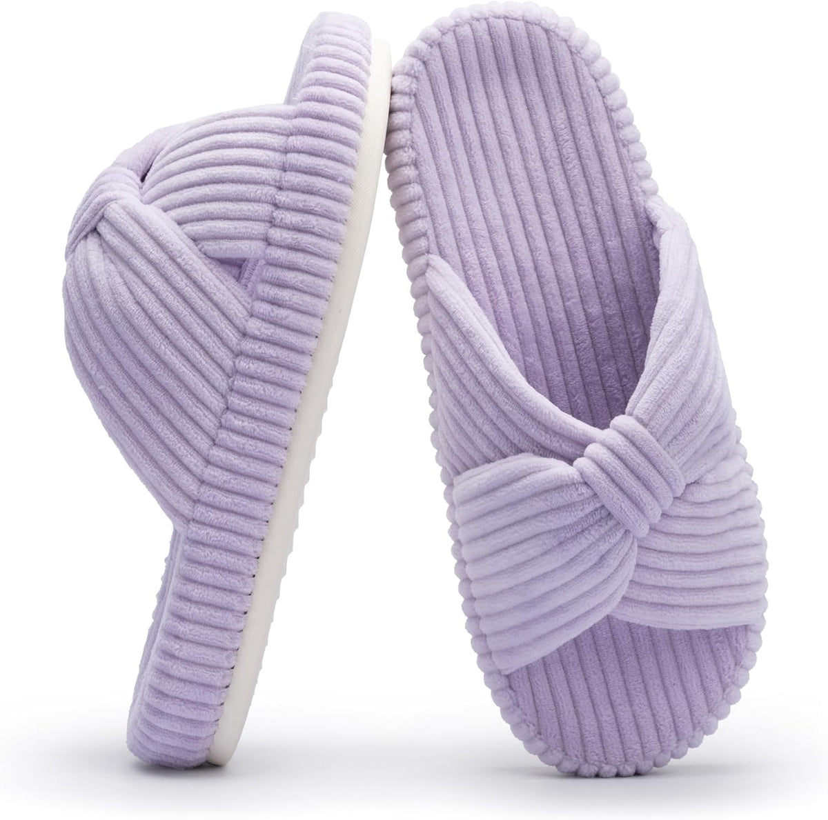 Chantomoo Slippers for Women Memory Foam House Bedroom Corduroy Bow Crossbands Slide Slipper Shoes