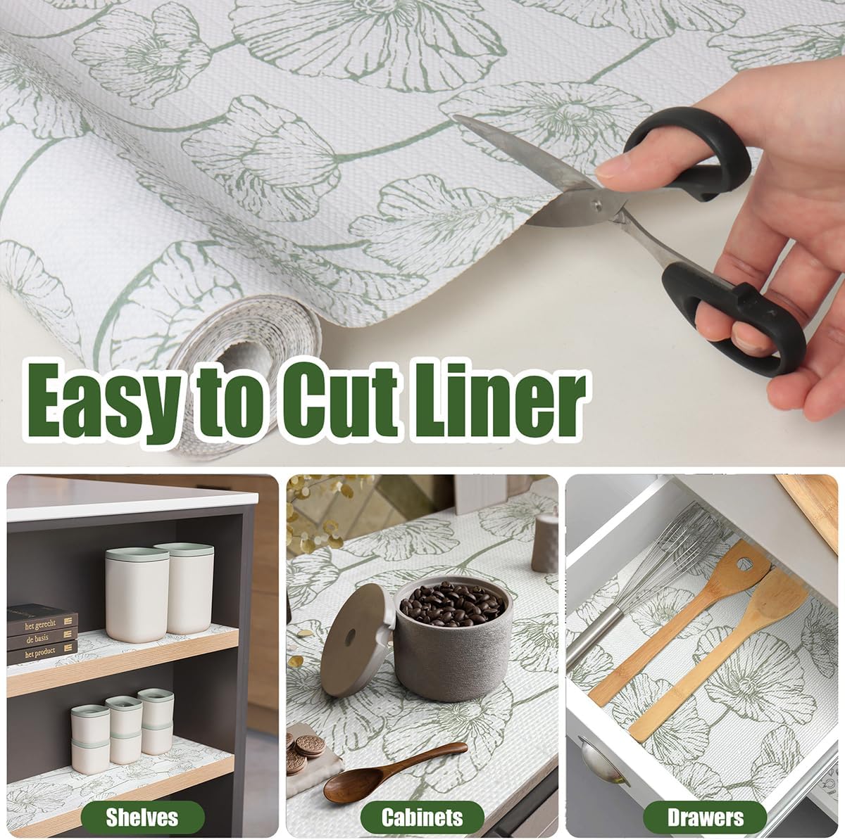 Shelf Liner for Kitchen Cabinets Non-Adhesive Cabinet Liner,Non-Slip Drawer Liners,Waterproof