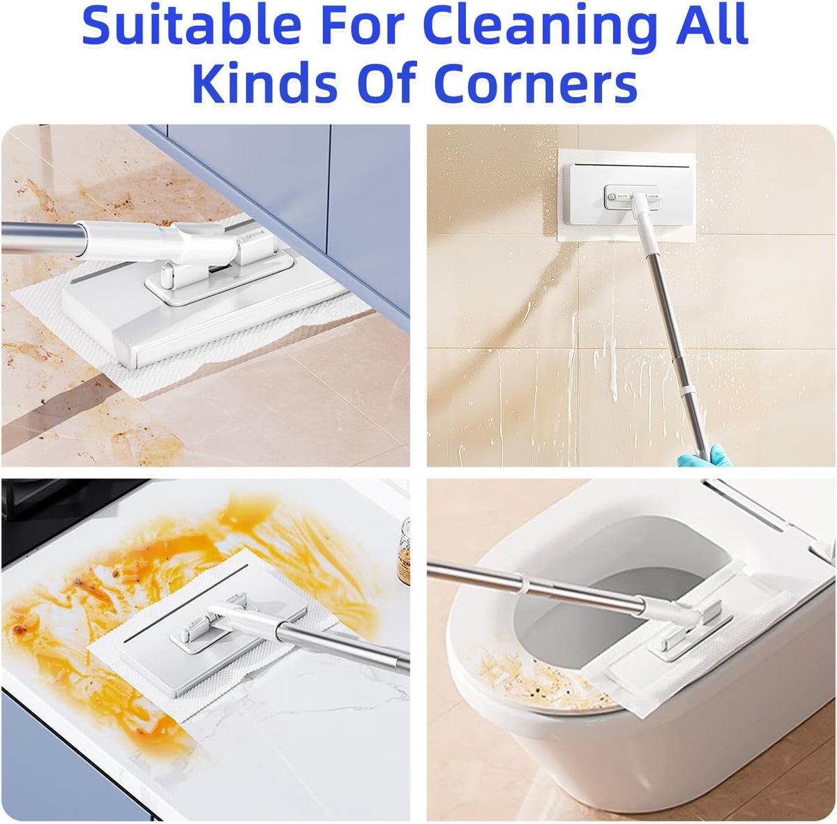 Mini Sweeper Mop No-Touch Dirty Cleaning Flat Dust Mop for Dry Wet Disposable Pads, Multi Surface