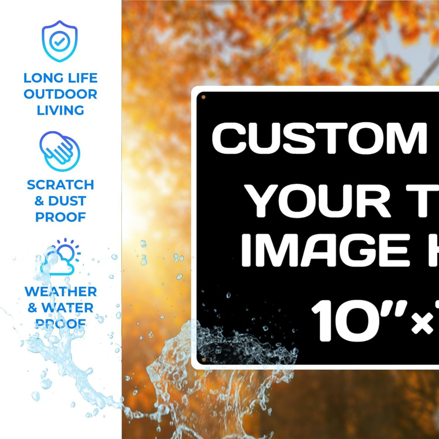 Aluminum Weatherproof Metal Signs - Custom Text & Picture, Multiple Sizes, Black & White Traffic