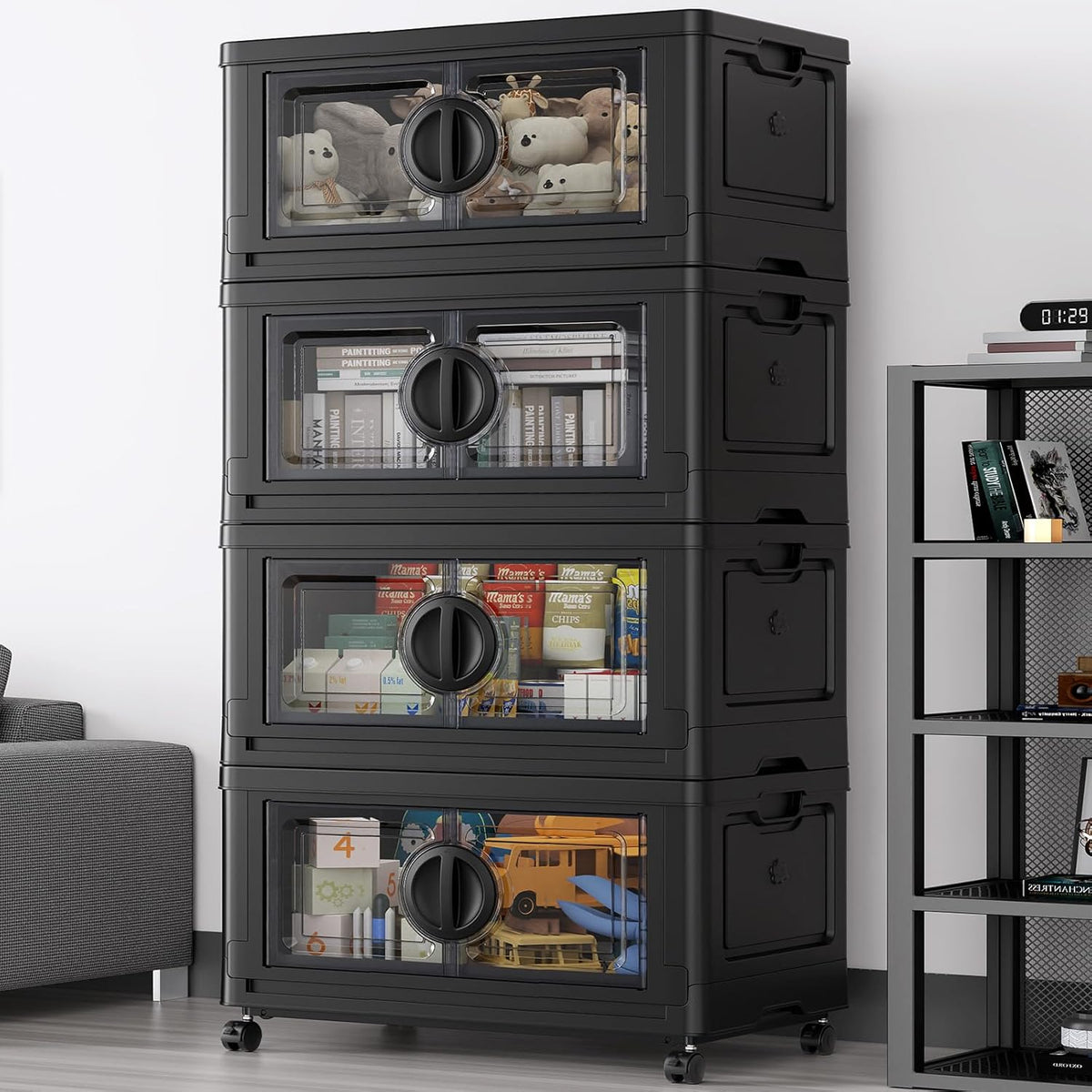 BROVIEW 480Qt Lockable Stackable Storage Bins with Lids, Closet Organizers and Storage Drawer