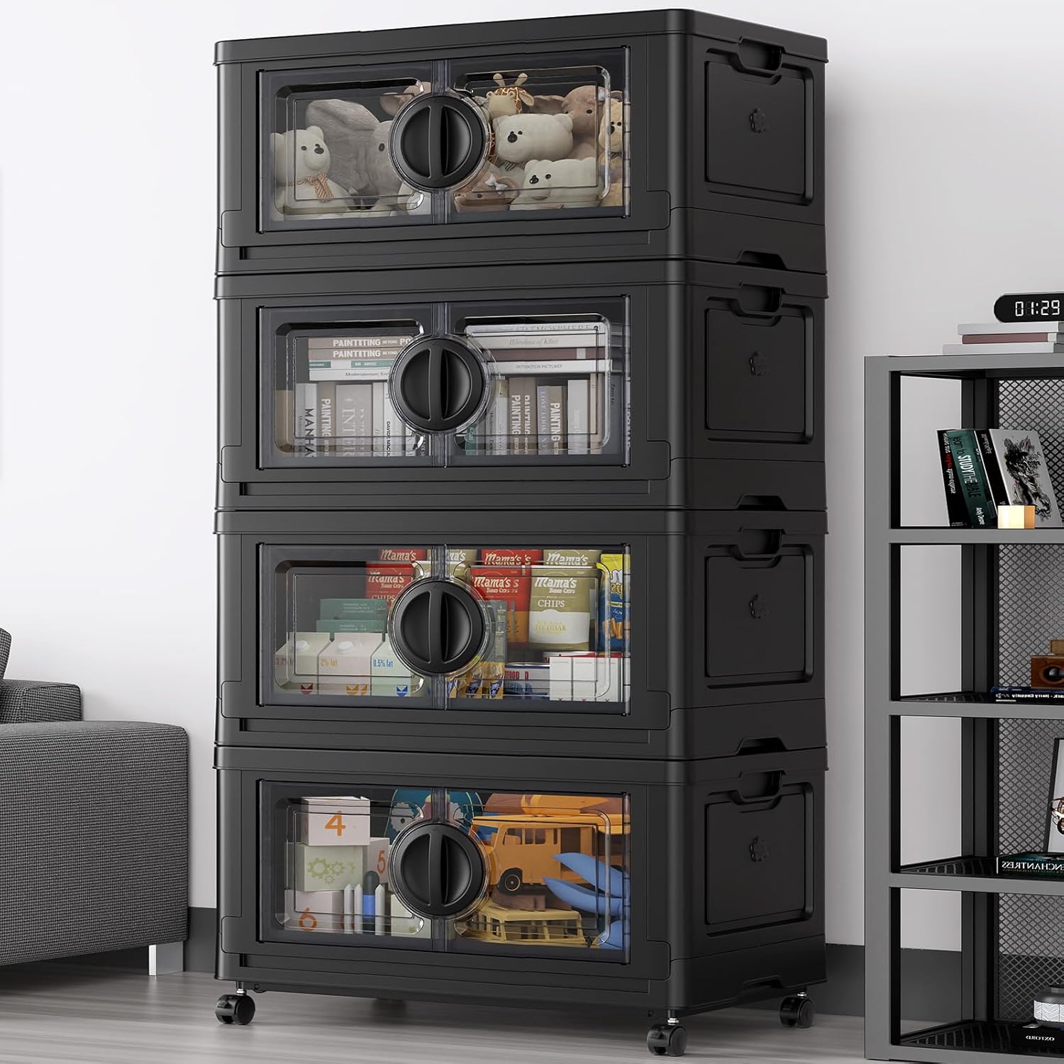 BROVIEW 480Qt Lockable Stackable Storage Bins with Lids, Closet Organizers and Storage Drawer