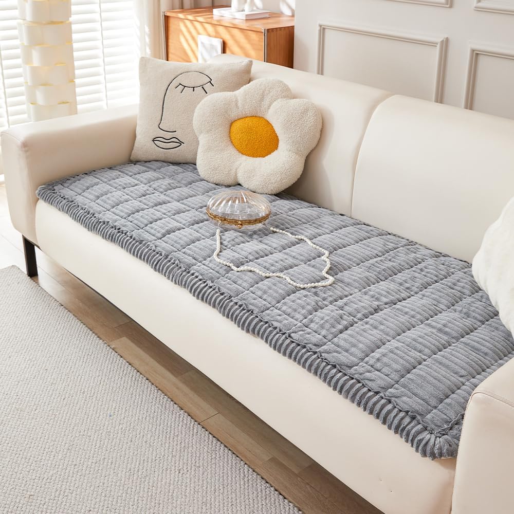Couch Cover for Dogs Washable, Fuzzy Pet Couch Covers for 3 Cushion Sofa Pet Friendly, Non Slip