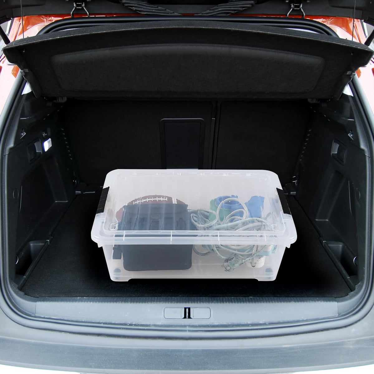 20 Quart Stackable Plastic Under Bed Bins with Lid, Set of 4 Clear Latch Storage Container with