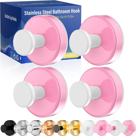 Suction Cup Hooks for Shower,Removable No Drill Towel Hooks,Upgraded 15 lbs Strong Suction hooks