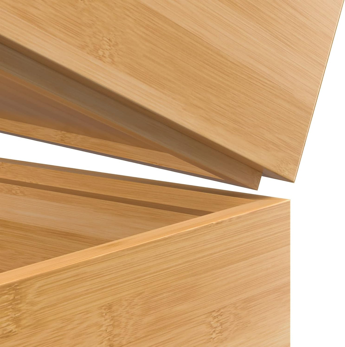 Bamboo Drawer Organizer, Stackable Utensil Organizer for Kitchen, Bamboo Storage Box Wood
