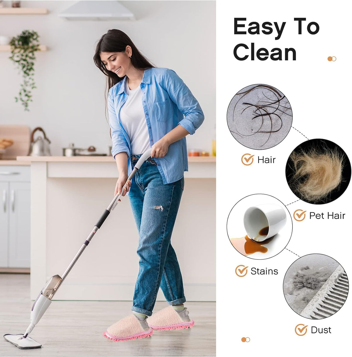 Jecery 2 Pair Microfiber Slippers Floor Cleaning Chenille Mop Slippers Base Board Cleaner Household