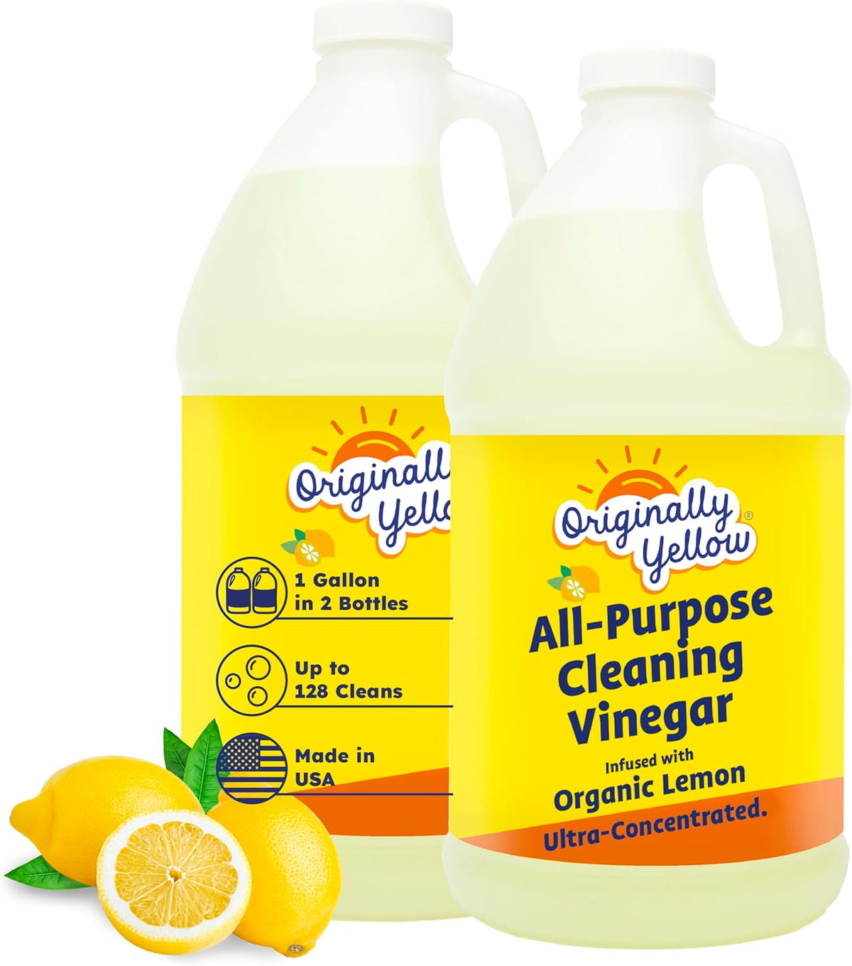Originally Yellow Lemon Vinegar For Cleaning Purpose | USA Made All Purpose Cleaner | Use as a
