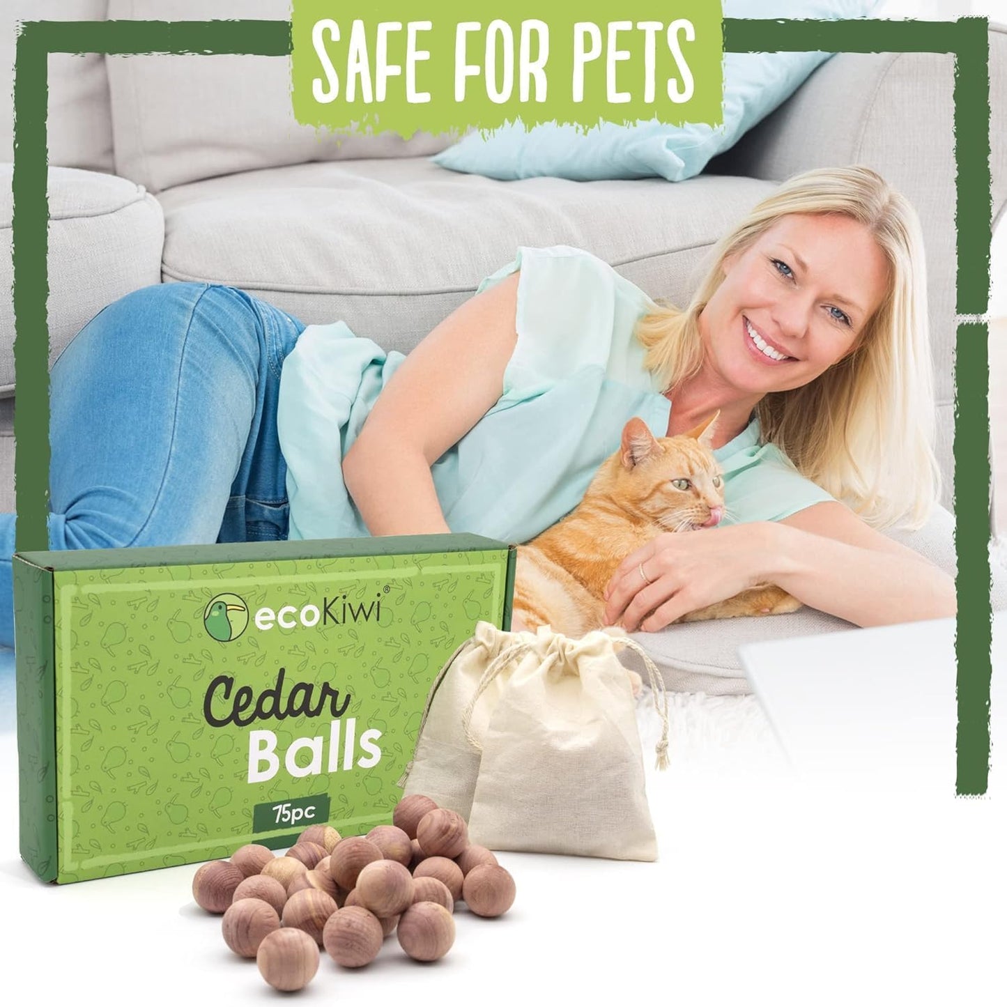 ecoKiwi Cedar Balls for Clothes Storage 75 Pack - 100% Natural Red Cedar Blocks for Clothes Storage
