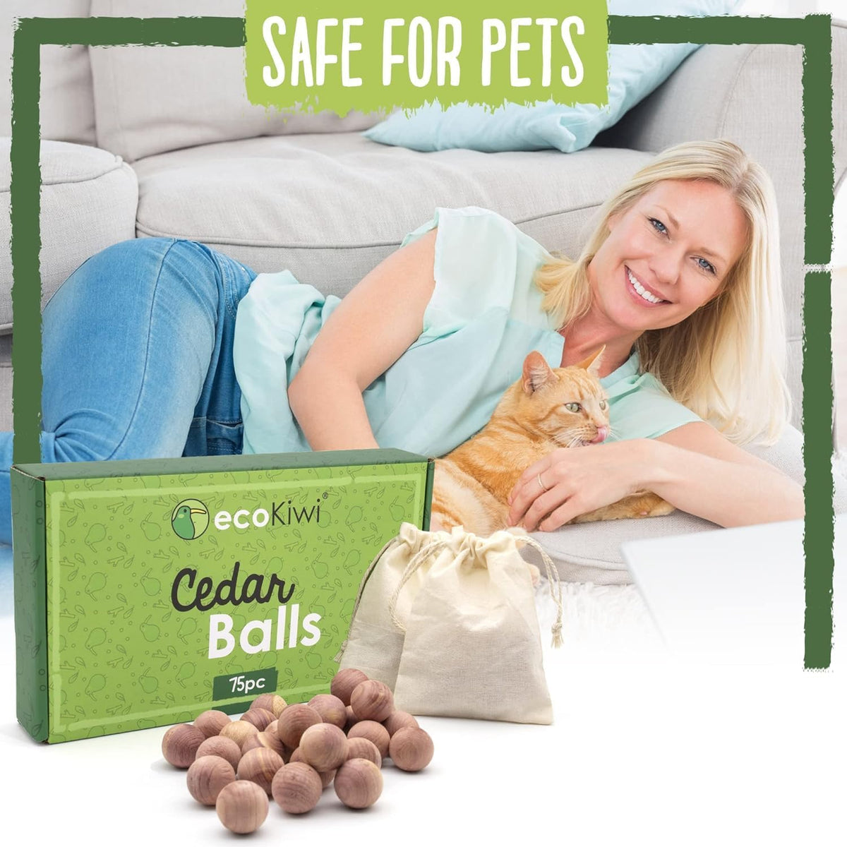 ecoKiwi Cedar Balls for Clothes Storage 75 Pack - 100% Natural Red Cedar Blocks for Clothes Storage