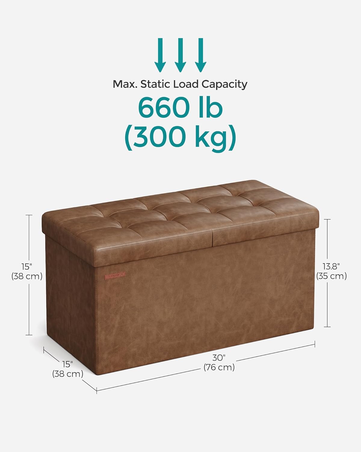 SONGMICS MAZIE Collection - 30 Inches Storage Ottoman Bench with Flipping Lid, Storage Chest