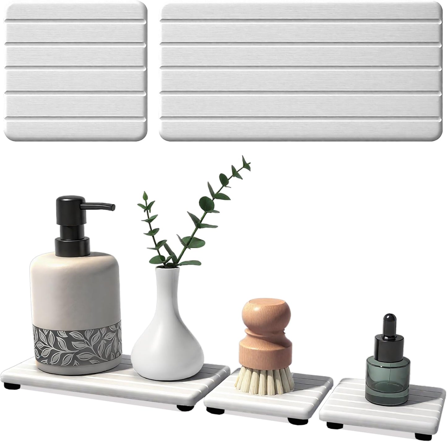 3PCS Stone Drying Tray, Stones Soap Trays, Water Absorbing Stone Tray for Sink, Fast Dry Diatomite