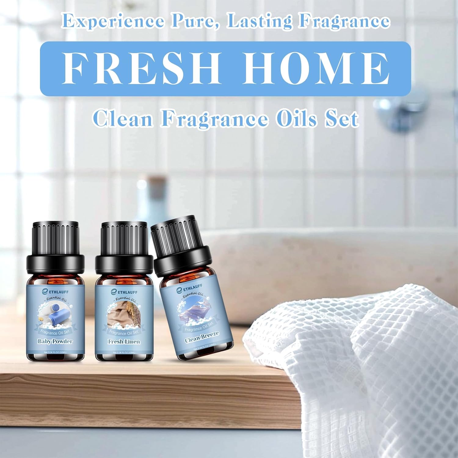 Clean Essential Oils Set, Laundry Collection Essential Oils Set, Pack of 6 Fragrance Oil for