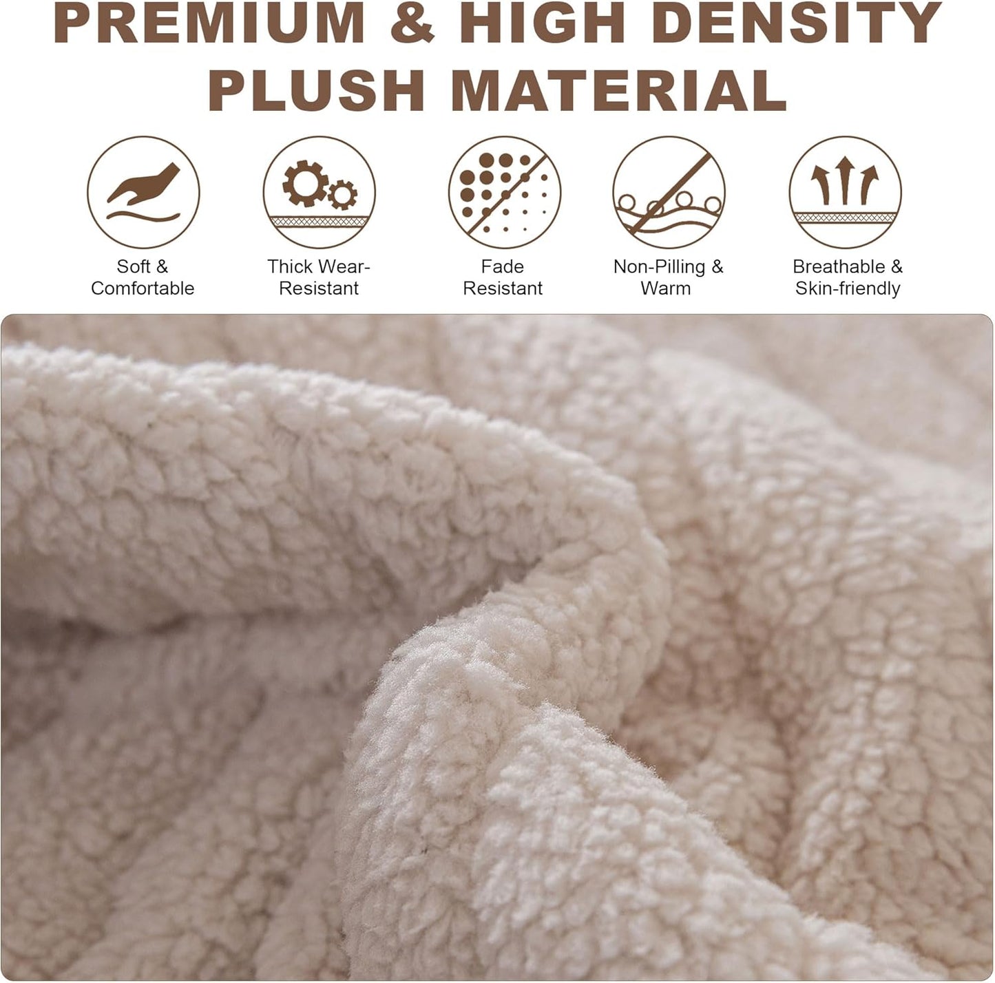 OTOB Sofa Covers for 3 Cushion Couch Washable, All Seasons Fuzzy Non Slip Kids & Pet Friendly Dog
