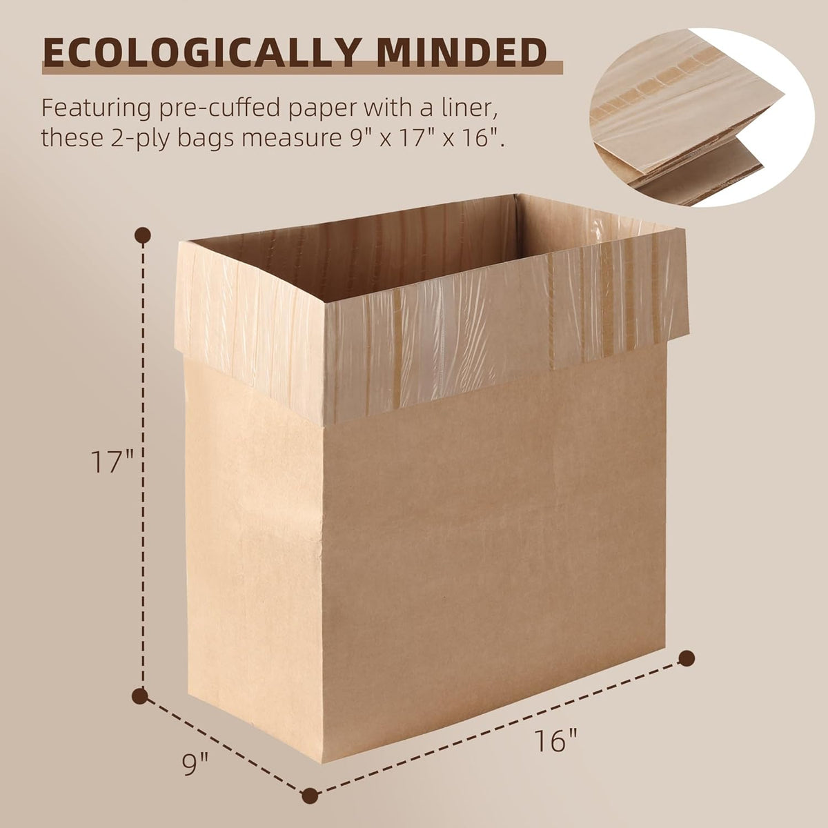 (20-Pack) Calvana Super Strong Compactor Bags, Heavy-Duty Kitchen Paper Trash Bags with Leak Proof