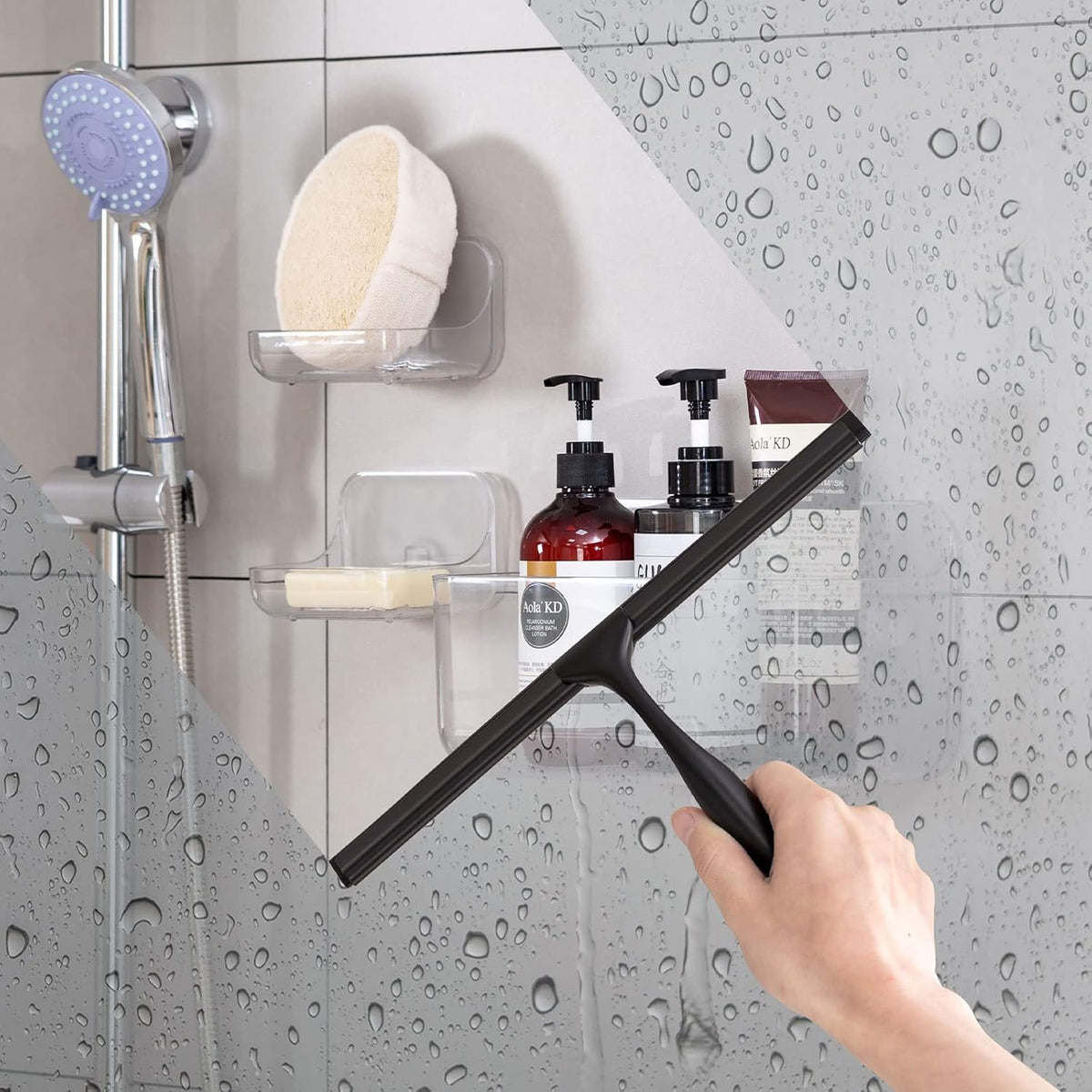 Ettori Shower Squeegee for Glass Doors, Squeegee for Shower Glass Door, Window and Car Glass