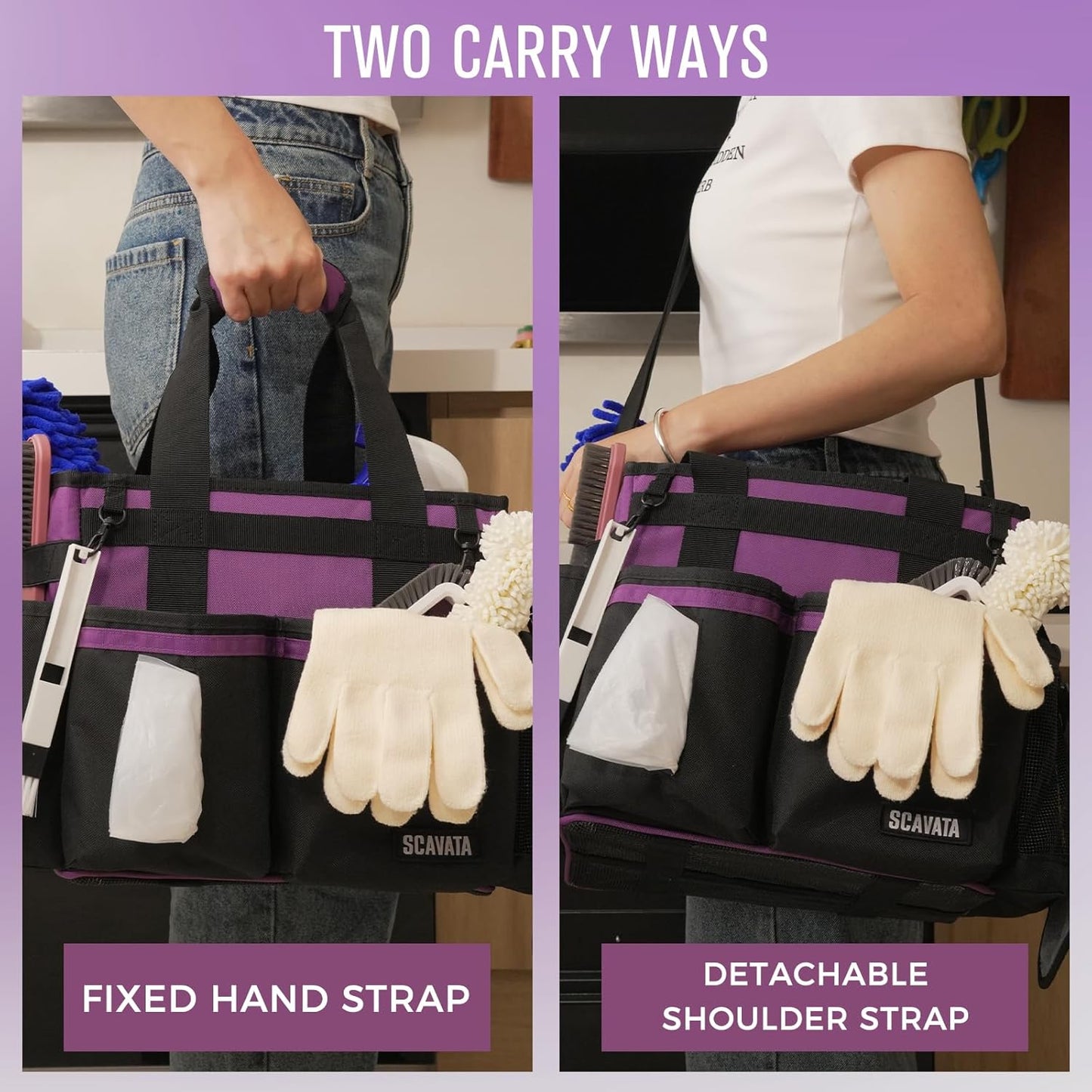 Compact Wearable Cleaning Caddy, Small Cleaning Caddy Supplies Organizer with Handle & Shoulder