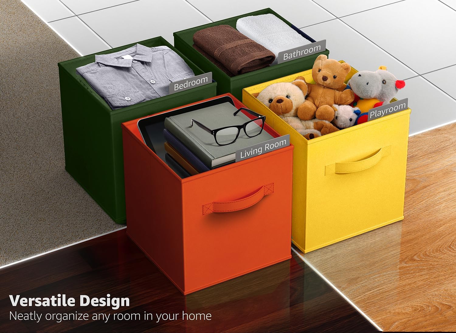 Sorbus Foldable Storage Cubes - 6 Fabric Baskets for Organizing Pantry, Shelf, Toy Box, Cubby
