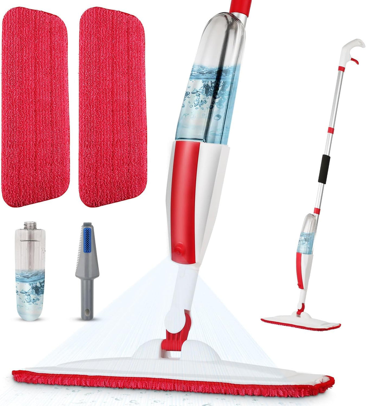 Mops for Floor Cleaning Wet Spray Mop with 14 oz Refillable Bottle and 2 Washable Microfiber Pads