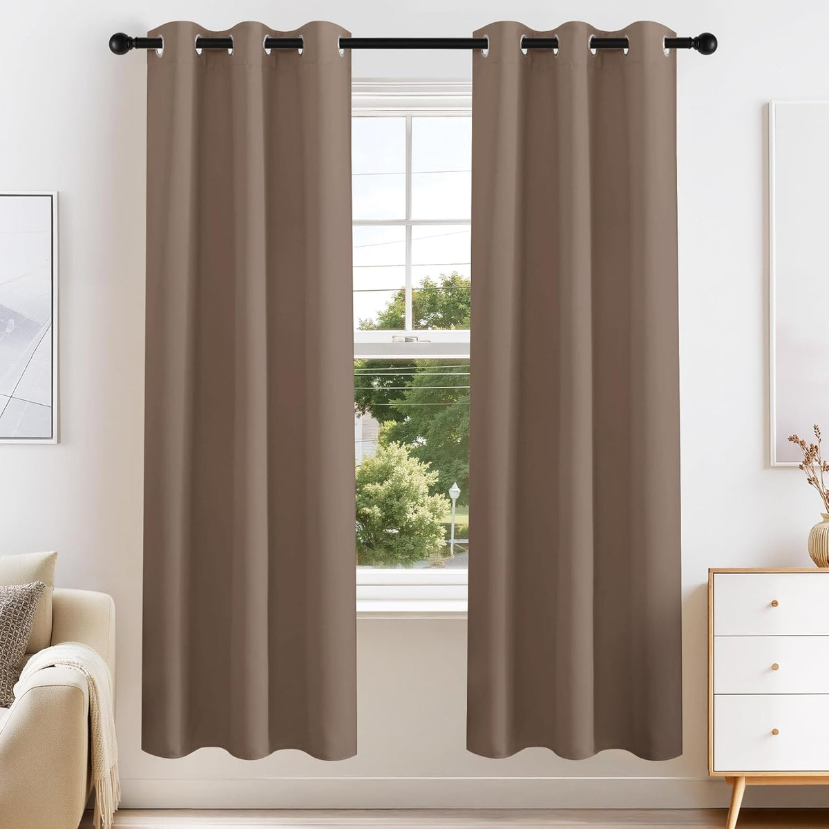 PONY DANCE Blackout Window Curtains - Thermal Insulated Light Block Home Decor Room Darkening