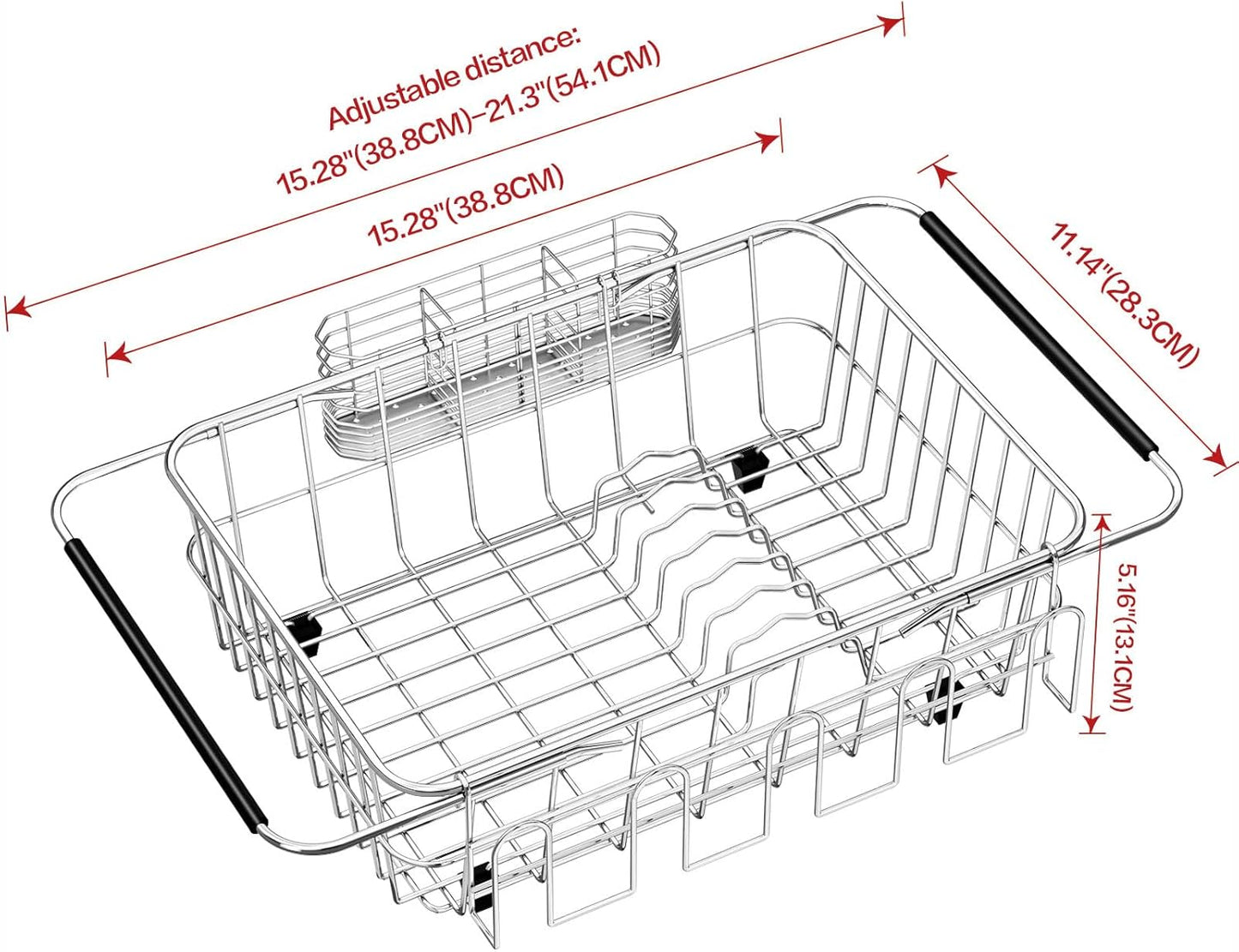 Dish Drying Rack in Sink, Extendable Stainless Steel Dish Drainers for Kitchen Counter, Anti-Rust