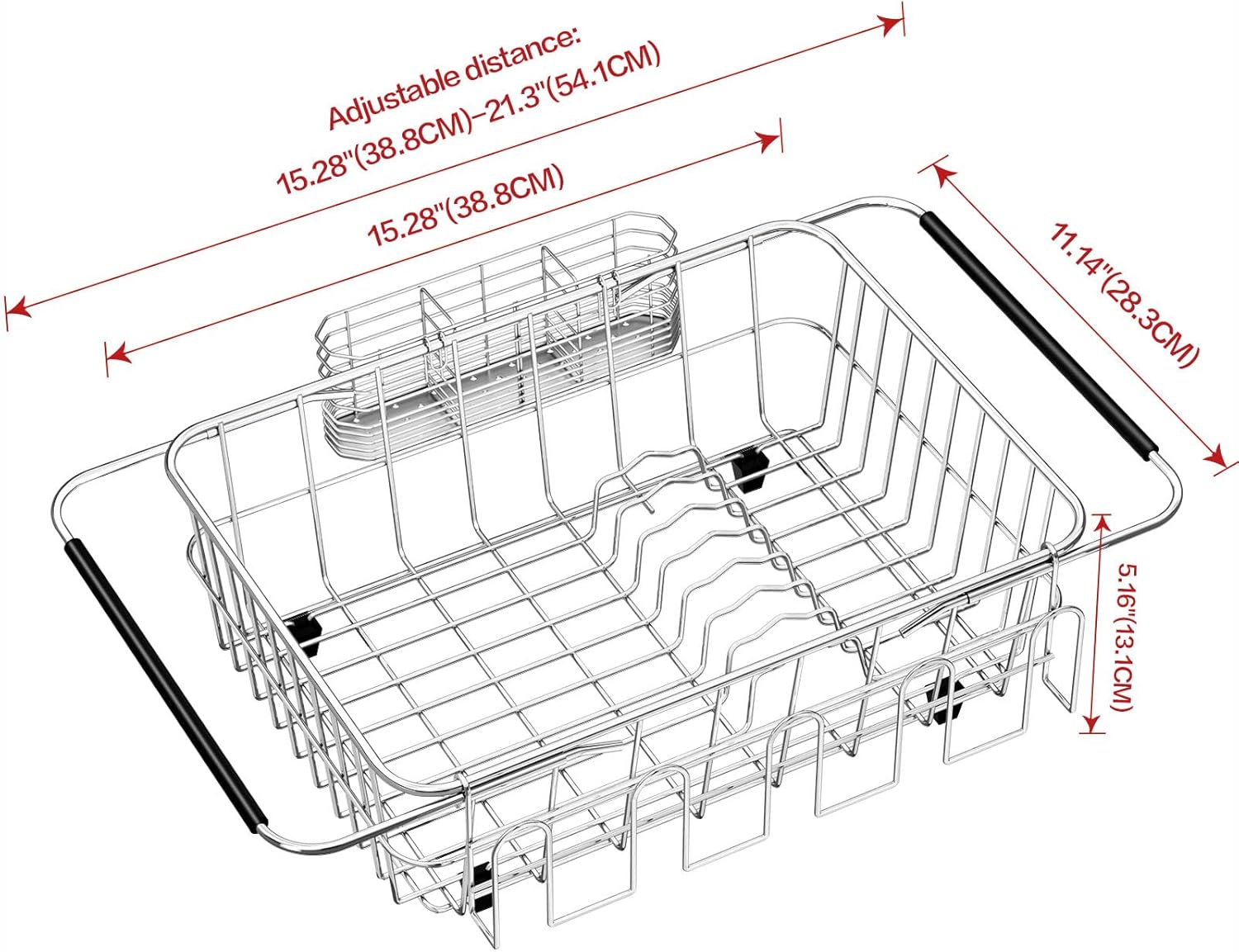 Dish Drying Rack in Sink, Extendable Stainless Steel Dish Drainers for Kitchen Counter, Anti-Rust