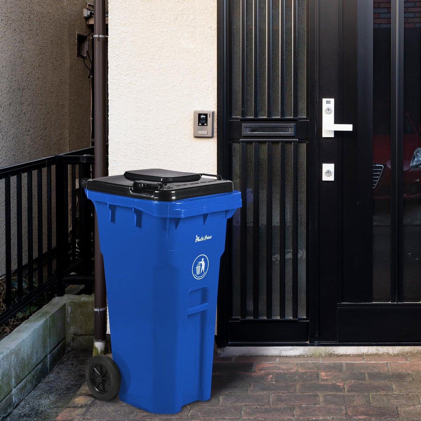 32 Gallon Trash Can Outdoor Recycling Bin with Lid and Wheels Heavy Duty Rolling Garbage Can with
