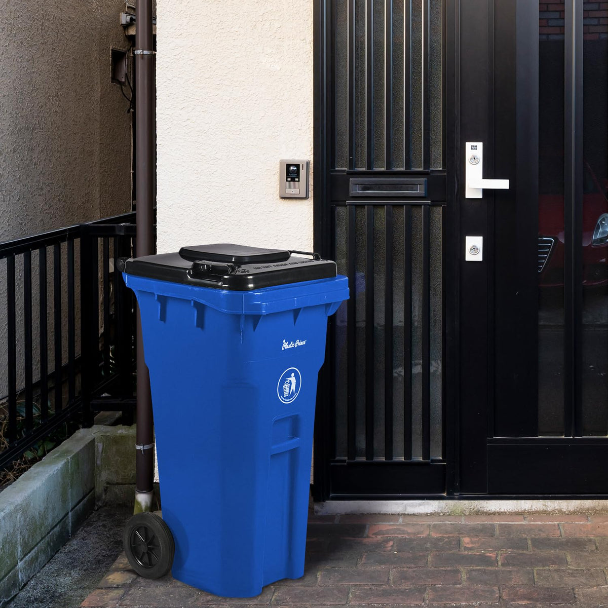 32 Gallon Trash Can Outdoor Recycling Bin with Lid and Wheels Heavy Duty Rolling Garbage Can with