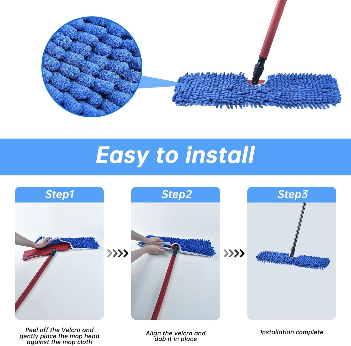 4 Pack Mop Heads Replacements Compatible with O-cedar Dual-Action Flip Mop,Microfiber&Chenille Mop