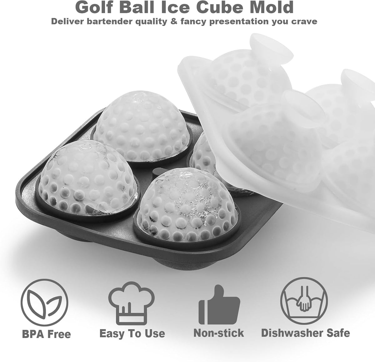 Nax Caki 3D Golf Ice Cube Tray, Large Golf Silicone Fun Shapes Whiskey Ice Mold with Funnel for