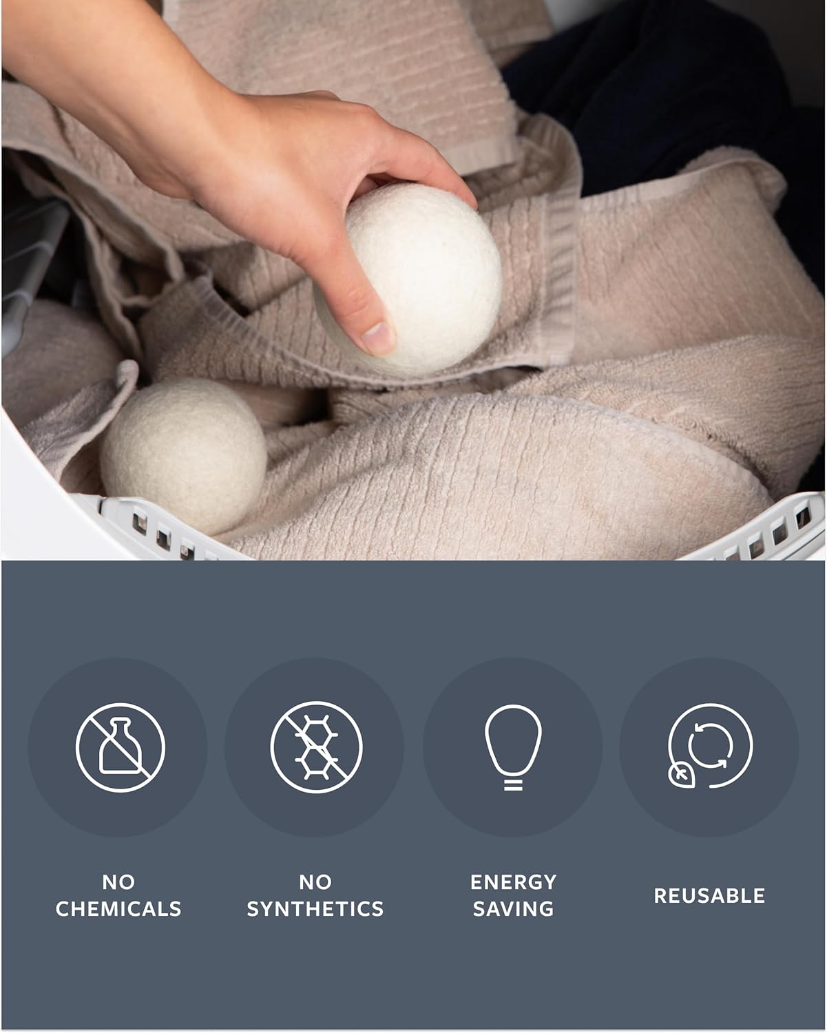 GroundLuxe Premium New Zealand Wool Dryer Balls - 6-Pack, 100% Organic, Hand-Felted, Reusable