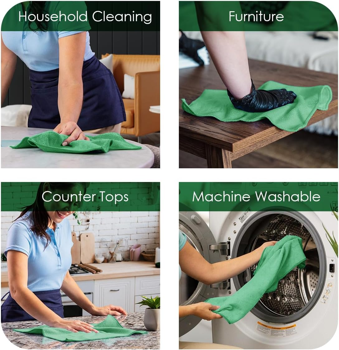 Avalon Towels Microfiber Cleaning Cloths (Value Pack of 36) Size 16" x 16", Highly Absorbent, Lint