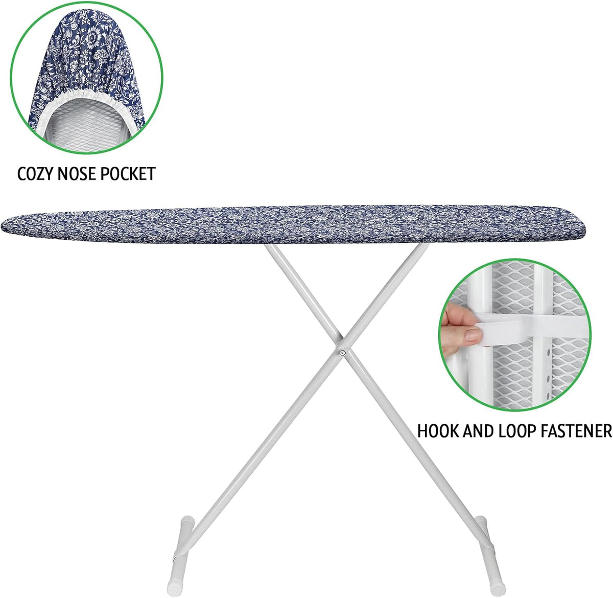 Ironing Board Cover and Pad 15x54 Inch Standard Ironing Board Cover with Elastic Edge and Hook and